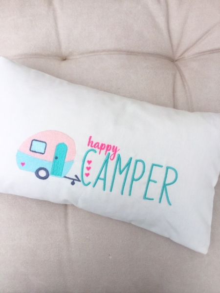 Kissen - Happy Camper (creme weiss)