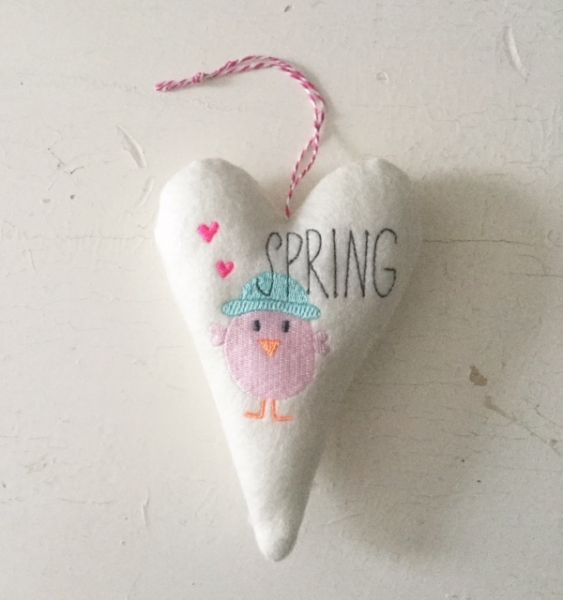 Deko-Herz "Spring" (weiss) klein