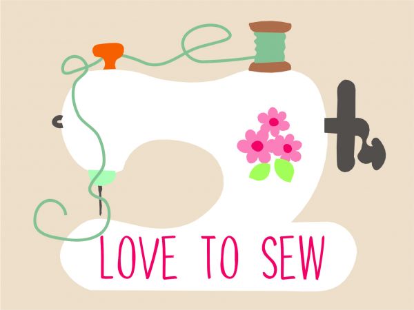Postkarte - love to sew