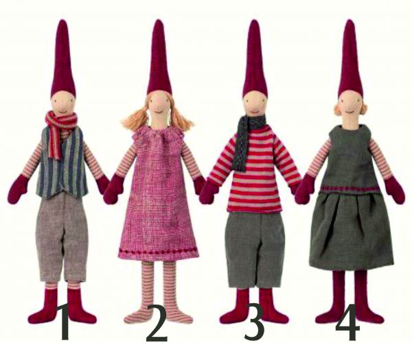 Wichtel - Mini , (4) Mädchen grauen Kleidchen