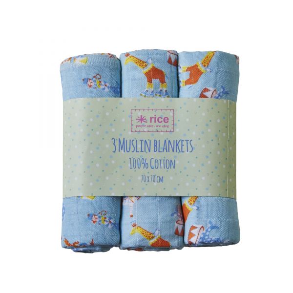 Babytuch in blau aus Baumwolle von Rice