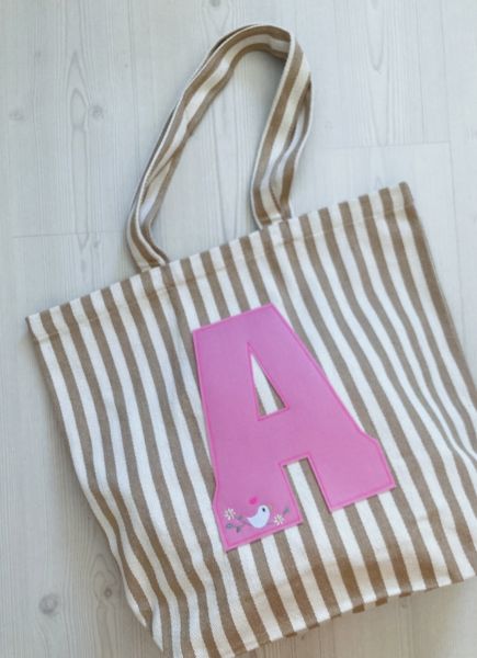 Shopper mit Wunsch-Buchstabe (beige)