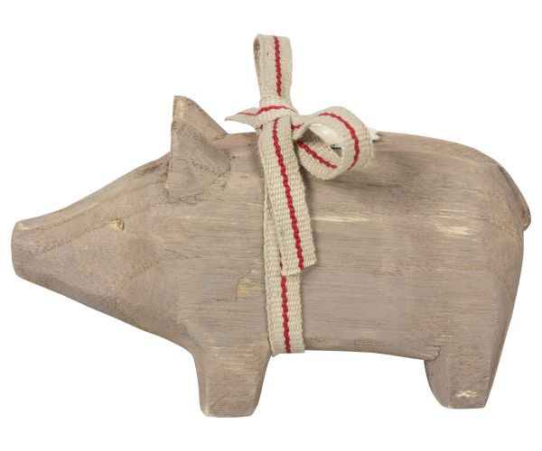 Schwein von Maileg - Mit Kerzenhalter aus Holz in grau (small)
