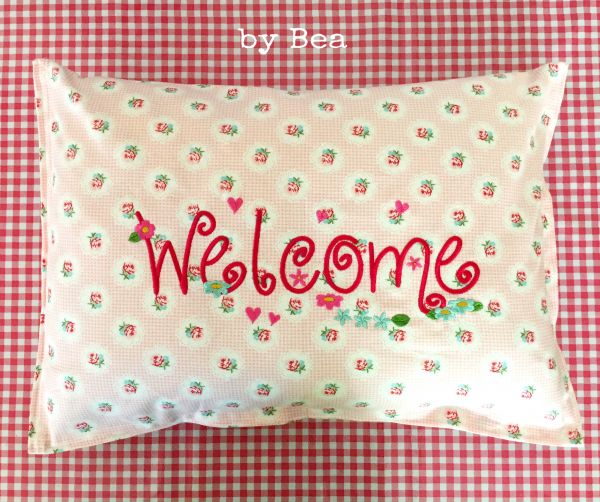 Welcome-Kissen (rosa) 35x50 cm by Bea