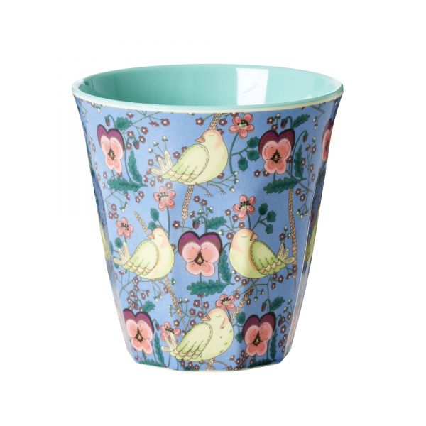 Melamin Becher Bird and Pansy - print von Rice