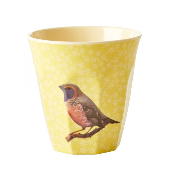 Melamin Becher vintage bird yellow Rice
