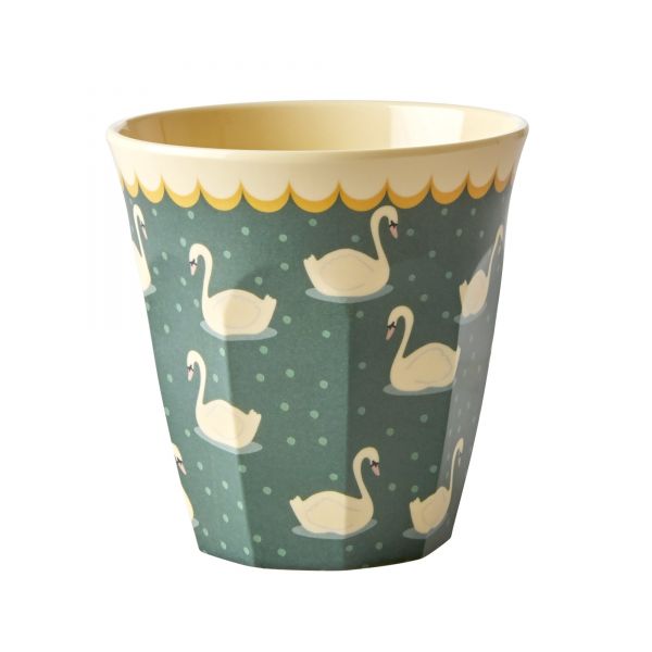 Melamin Becher Schwan - print dark green