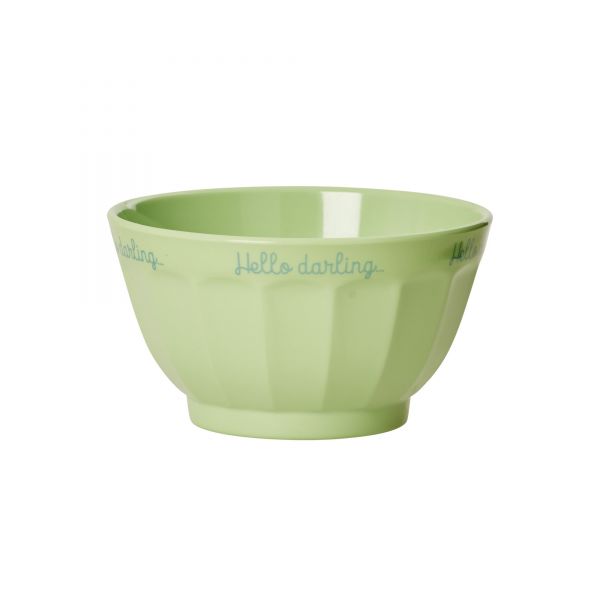Melamin Latte Bowl with print in grün von Rice