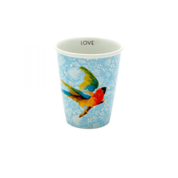 Porcelan Becher fern and flower and bird von Rice