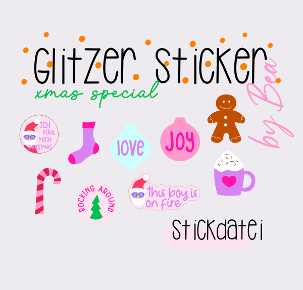 Stickdatei - xmas Glitzer-Sticker