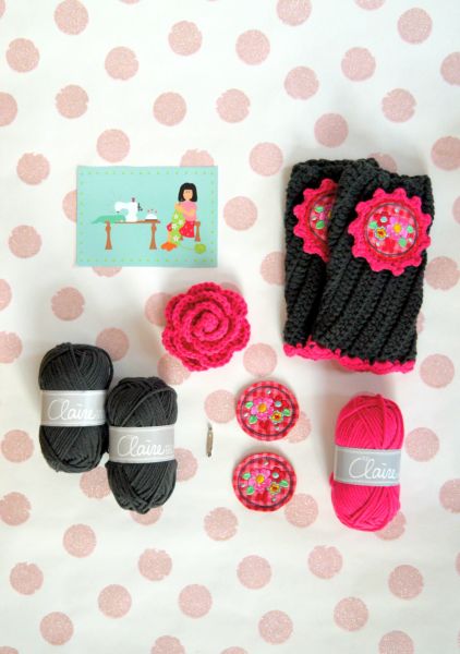 Materialset - Maschenpäckchen Nr.2 (anthrazit / fuchsia)