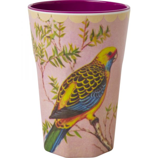Melamin Becher tall Vintage Budgie Print von Rice