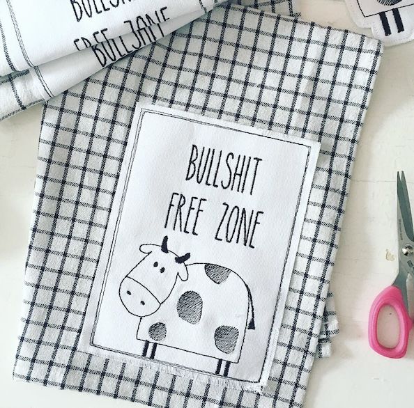 Geschirrtuch, bestickt Bullshit Free Zone