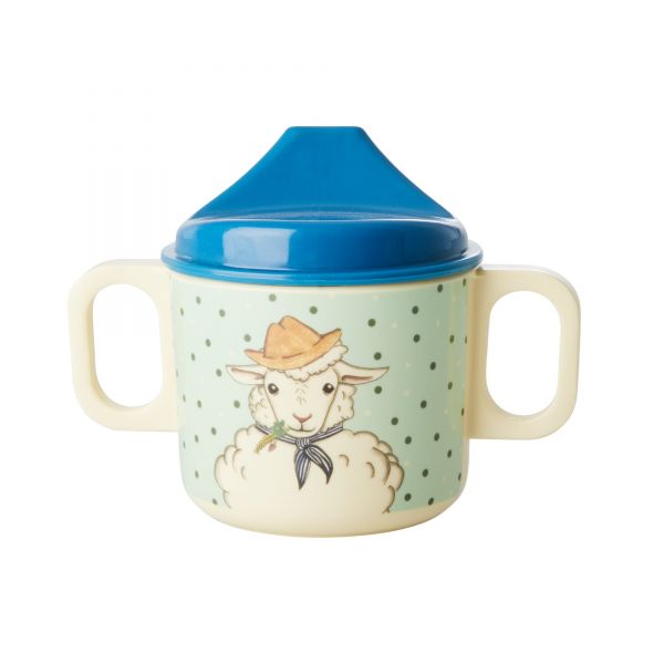 Melamin Kids Baby Cup Farm Animals Print von Rice