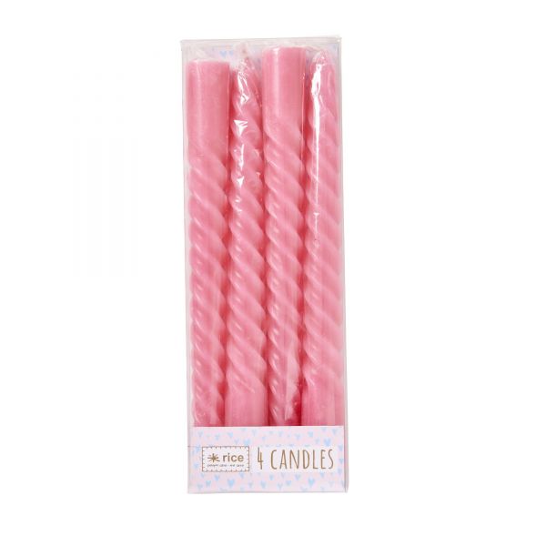 4 er Set Kerzen in Soft Pink von Rice