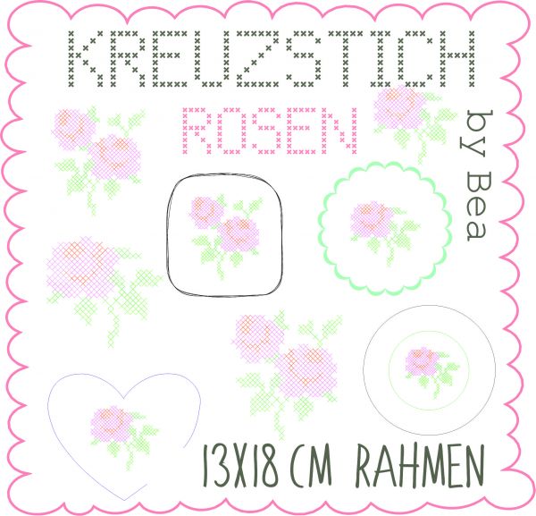 Kreuzstich Rosen 13x18