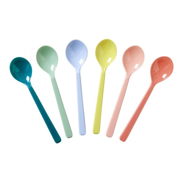 6 Melamin Tee-Löffel in Shine Colours von Rice