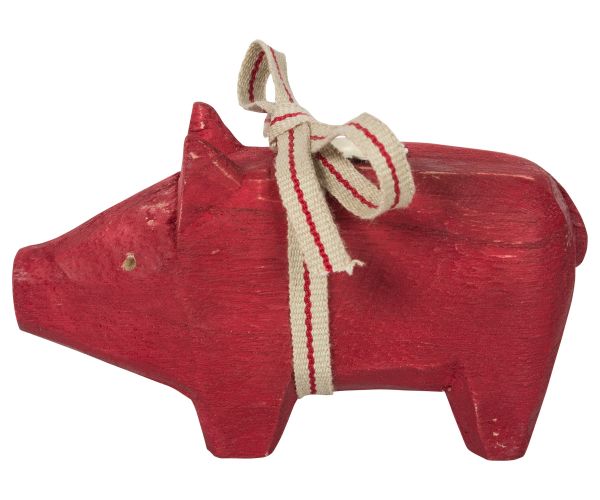 Schwein von Maileg - Mit Kerzenhalter aus Holz in rot (small)