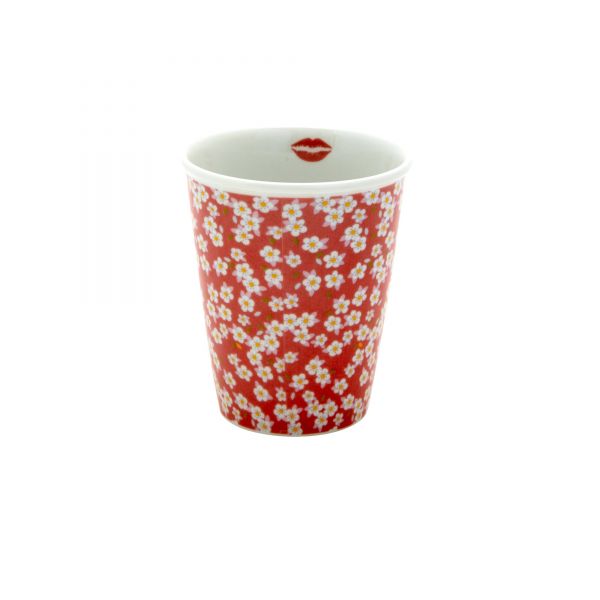 Porcelan Becher dusty rose with small flowers von Rice