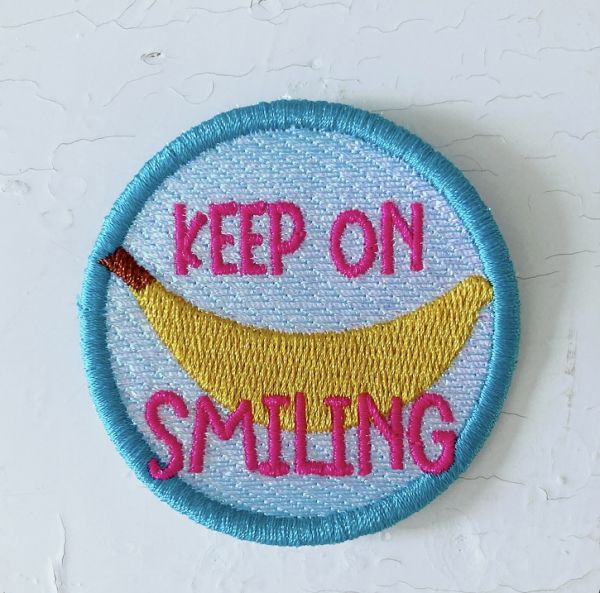 Bügel Patches - `keep on smiling`mit Glitzer