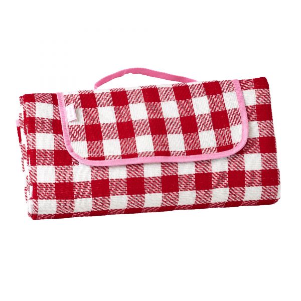 Picknickdecke (Rot Karo mit pink) von Rice