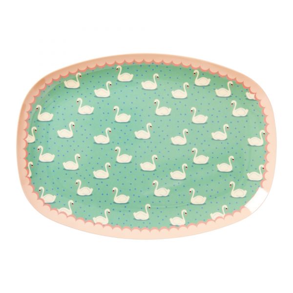 Melamin Servierteller Swan - print von Rice