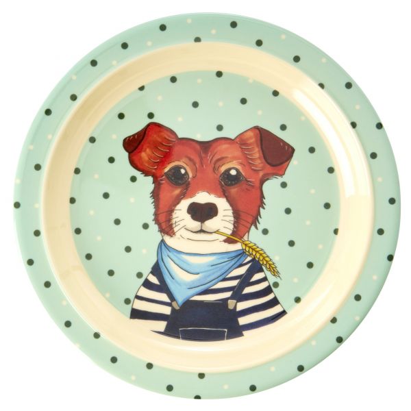 Melamin Kids Lunch Plate Farm Animals (Green) Print