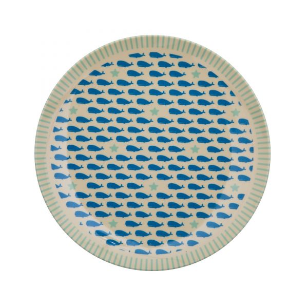 Melamin Kinderteller - Wales and Starfish - Print von Rice