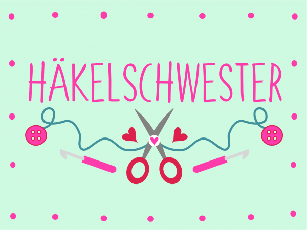 Postkarte - DIY - Häkelschweste (Mint)