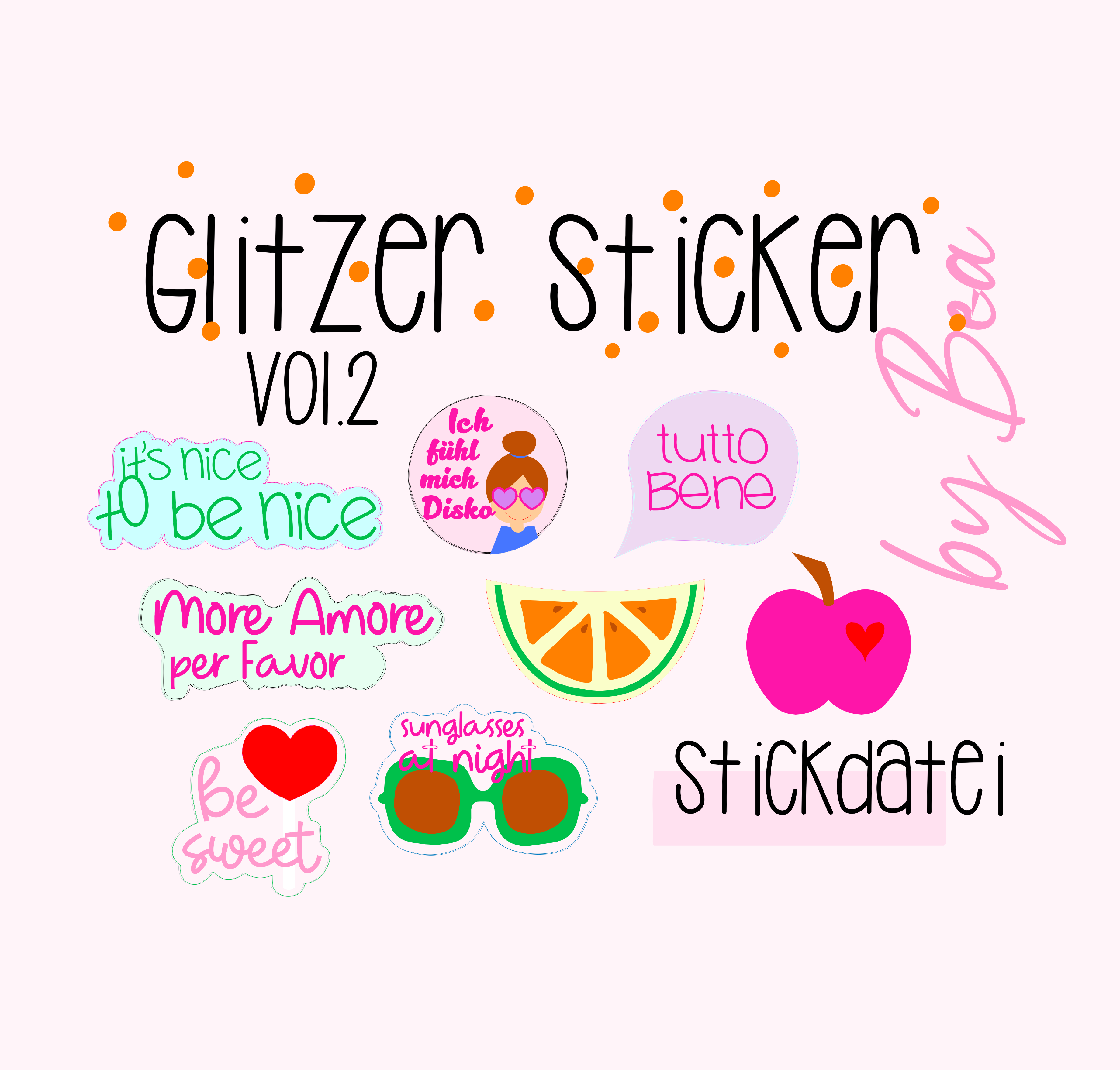 Stickdatei - Glitzer-Sticker Vol.2 | Stickrahmen 13 x 18cm ...