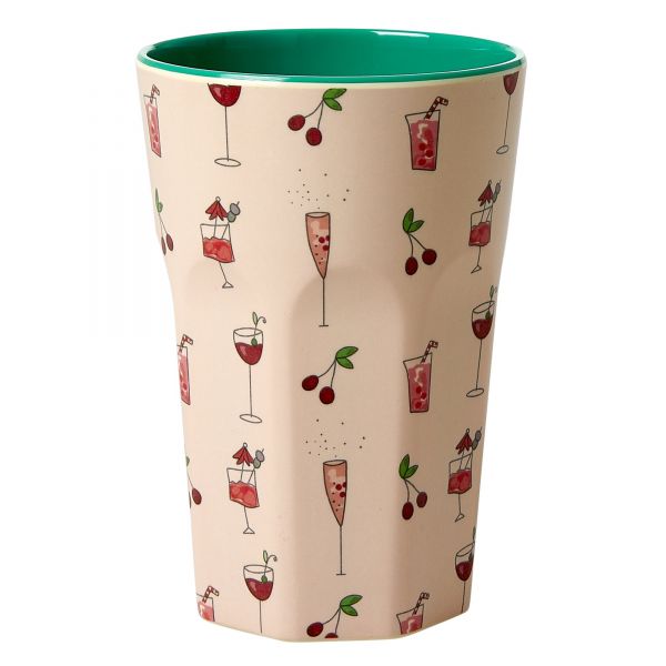 Melamin Latte-Becher Pink Cocktail - print von Rice