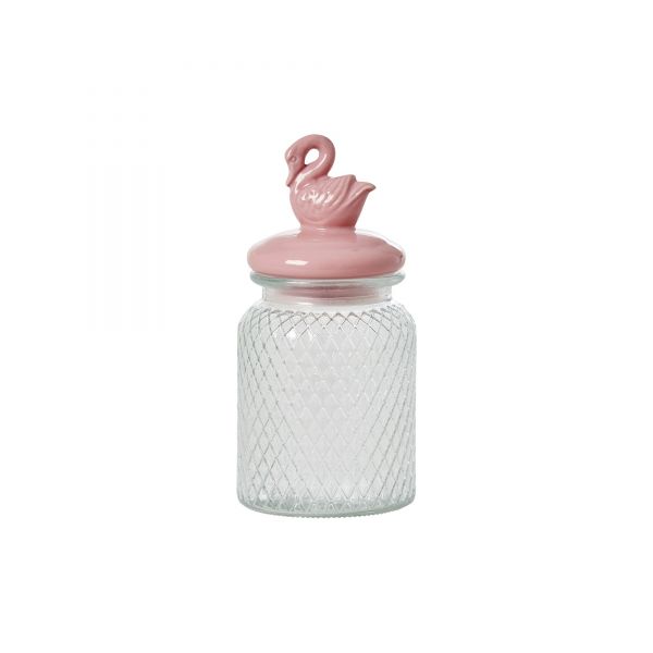 Glas Jar mit Schwan auf Deckel von Rice