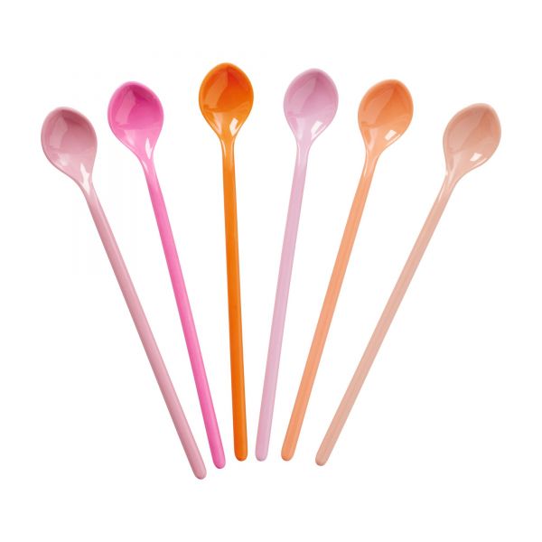 Melamin Latte-Löffel Set Today is Fun pink/orange colours von Ricey