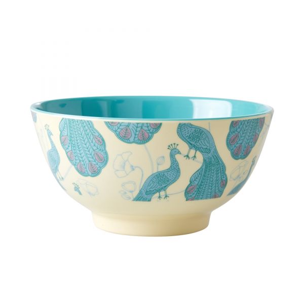 Melamin Schale groß Peacock Print von Rice
