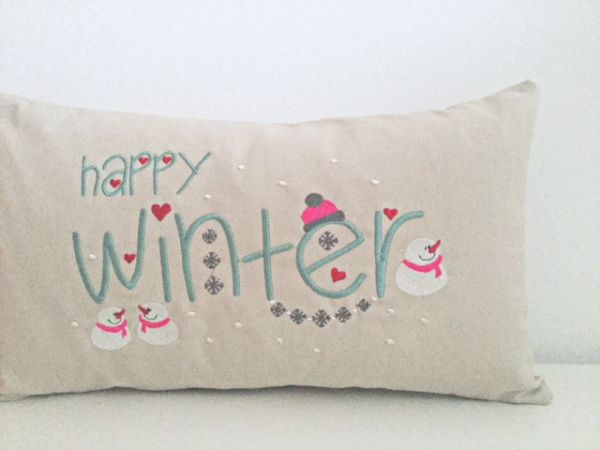 Kissen - "Happy Winter" 25x45 cm