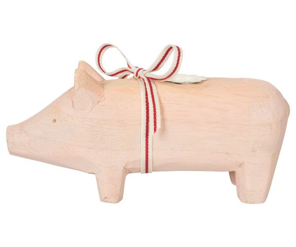 Schwein von Maileg - Mit Kerzenhalter aus Holz in rosa (medium)