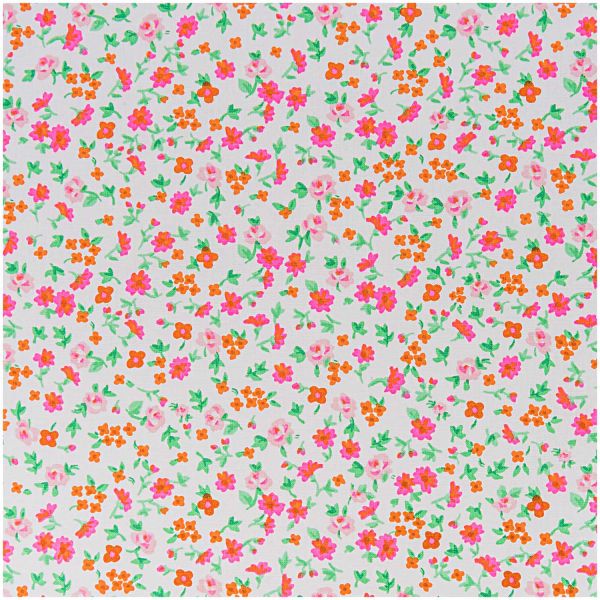 Baumwollstoff von Rico Design - Streublumen mit Neon