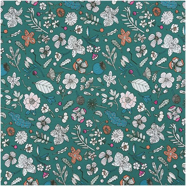 Baumwollstoff von Rico Design - Flowers grün