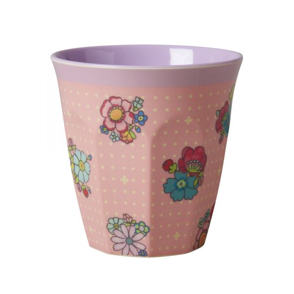 Melamin Becher two tone with flower stitch print von Rice