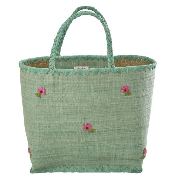 Strandtasche RAFFIA in aqua von Rice