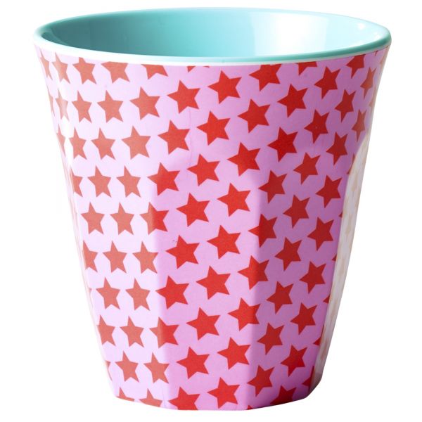 Melamin Becher two tone star print pink von Rice