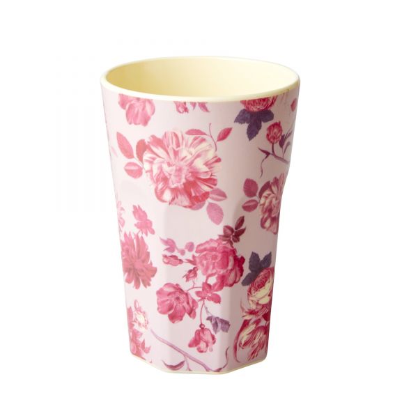 Melamin Latte-Becher Rose-Print (rosa) von Rice